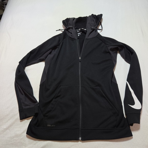 Nike Tops - Nike Dri-FIT Full Zip Hoodie Women's Medium Black Athletic Training Jacket Swoos
